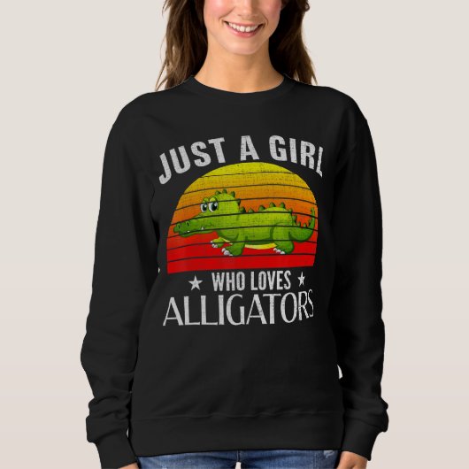 Sweatshirt Rétro Juste Une Fille Qui Aime Alligators Alligato (Devant)