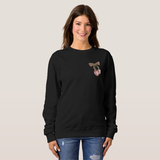 Sweatshirt Retro Leopard Bow Cherry Sweet & Soft Since Slogan (Devant entier)