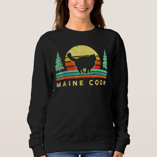 Sweatshirt Retro Maine Coon Chat Vintage Chat Maman (Devant)