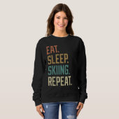 Sweatshirt Retro Mangez le sommeil Ski Répéter Vintage (Devant entier)