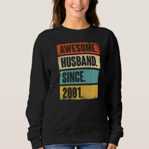 Sweatshirt Rétro Mari Awesome depuis 2001 21 Mariage Aniver