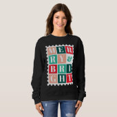 Sweatshirt Retro Merry and Bright  Christmas Postage Stamp (Devant entier)