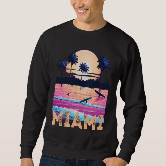 Sweatshirt Retro Miami Florida Souvenir Surf (Devant)