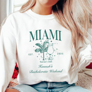 Sweatshirt Retro Modern Pink & Green Miami Bachelorette Party