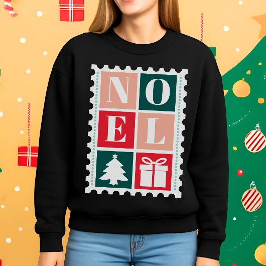 Sweatshirt Retro Noel Christmas Postage Stamp