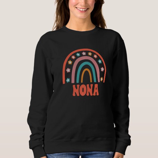 Sweatshirt Retro Nona Groovy Grandma Rainbow Boho Style (Devant)