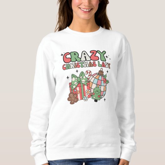 Sweatshirt Retro Pastel Crazy Christmas Lady (Devant)