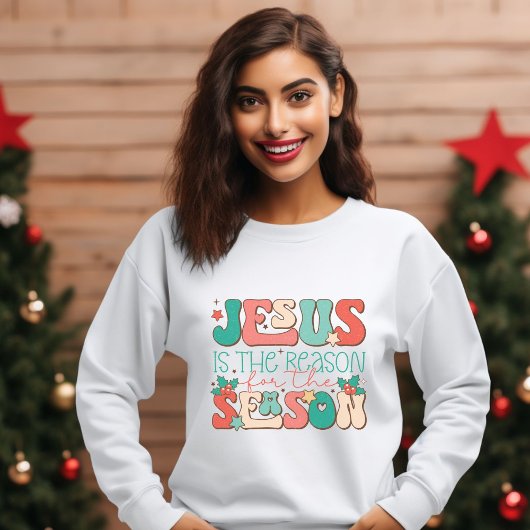 Sweatshirt Retro Pastel Jesus est la raison de la saison