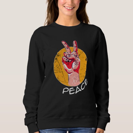 Sweatshirt Retro Peace Vintage Passion Hand  Fingers Happines (Devant)