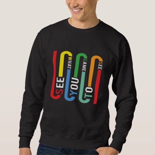 Sweatshirt Retro Rainbow Typography T-Shirt, Black tee (Devant)