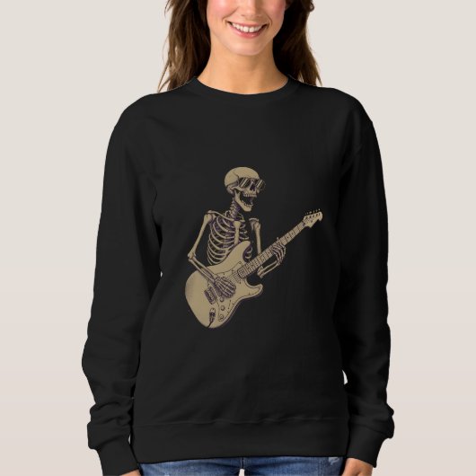 Sweatshirt Retro Rock Skeleton Guitar Graphic (Devant)
