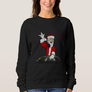 Sweatshirt Retro Santa Claus comme la musique & Dj pour Noël 
