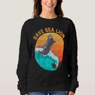 Sweatshirt Rétro Sauver Lions de mer Changement climatique Sc
