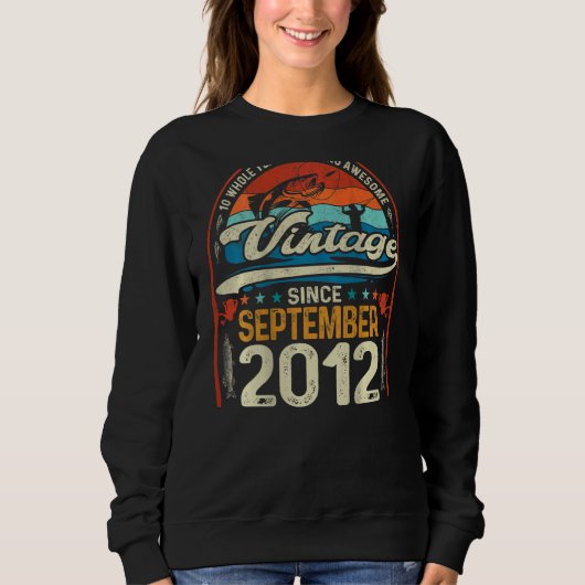 Sweatshirt Retro Septembre 2012 10 ans pêche 10th Bir (Devant)