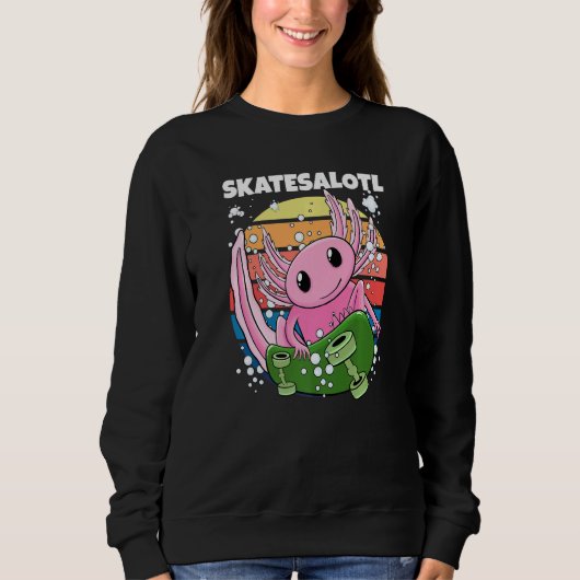 Sweatshirt Retro Skateboarding Axolotl Skatesalotl Skater Axo (Devant)
