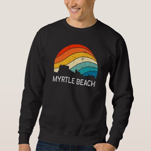 Sweatshirt Retro South Carolina City Myrtle Beach Skyline Vin (Devant)
