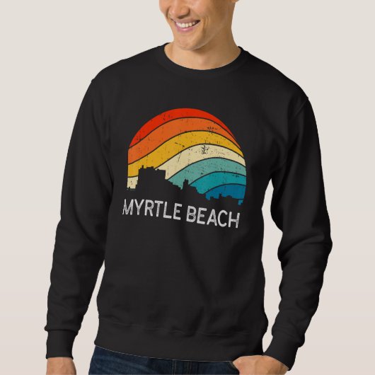 Sweatshirt Retro South Carolina City Myrtle Beach Skyline Vin (Devant)