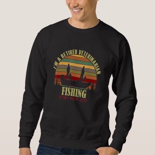 Sweatshirt Retro Sunset Boat Retired VETERINARIAN New Job Fis (Devant)