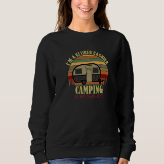 Sweatshirt Retro Sunset Camper Retired CASHIER New Job Campin
