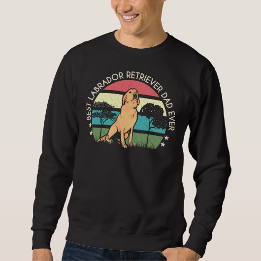 Sweatshirt Retro Sunset Cute Labrador Retriever Papa (Devant)