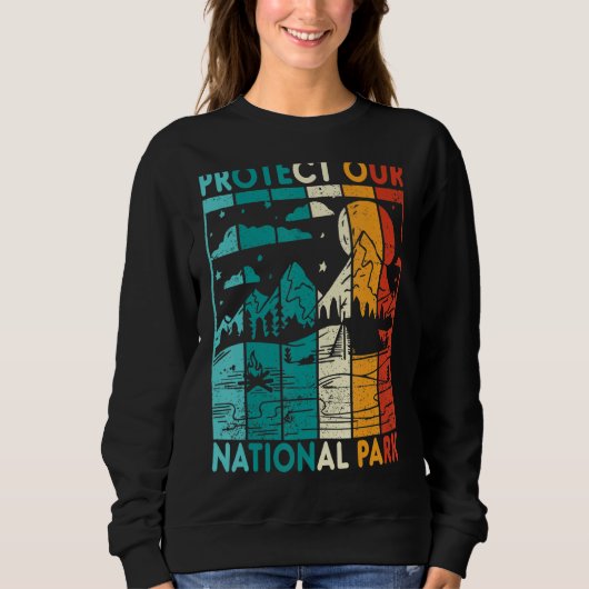 Sweatshirt Retro Sunset Protégez notre parc national Yellowst (Devant)