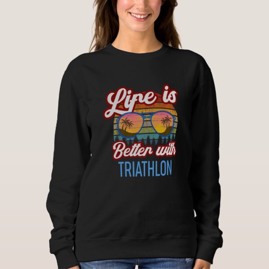 Sweatshirt Retro Sunset Slogan With Triathlon (Devant)