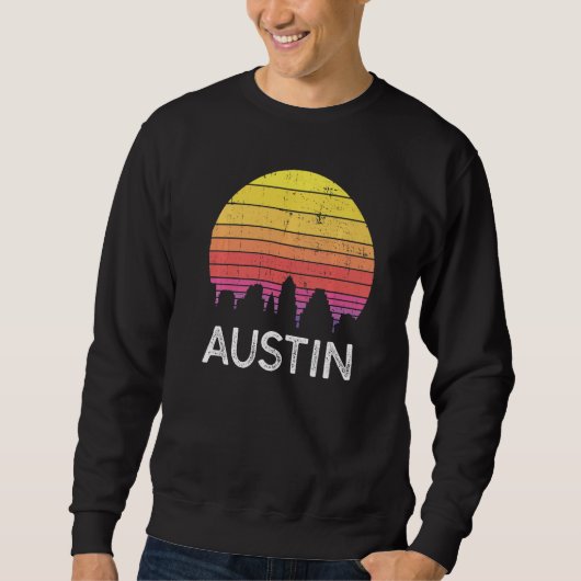 Sweatshirt Retro Texas Austin Skyline Vintage Urban Buildings (Devant)