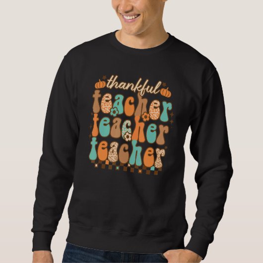 Sweatshirt Retro Thankful Teacher Grateful Blessed Teacher Th (Devant)
