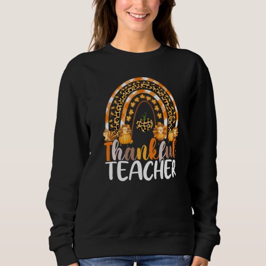 Sweatshirt Retro Thanksgiving Teacher Thankful Teacher Rainbo (Devant)