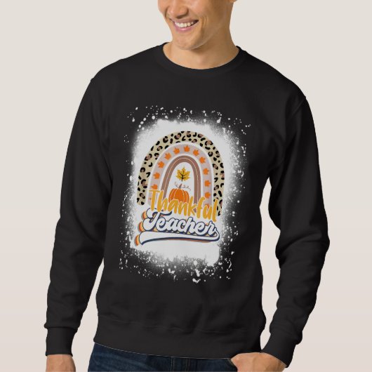 Sweatshirt Retro Thanksgiving Teacher Thankful Teacher Rainbo (Devant)