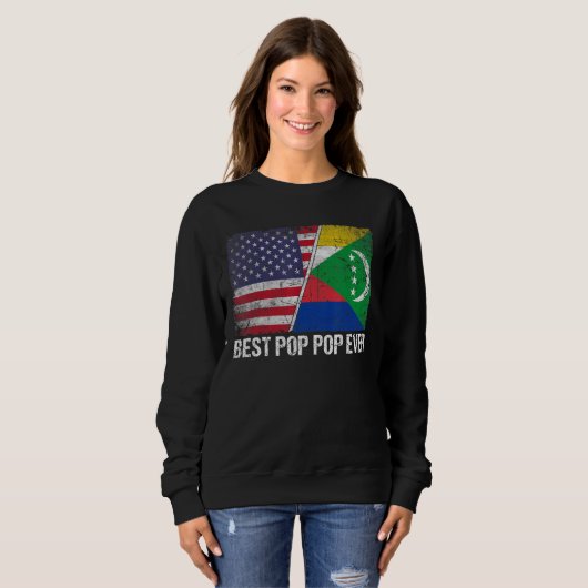 Sweatshirt Retro Us Comores Drapeau meilleur pop pop pop pop  (Devant entier)