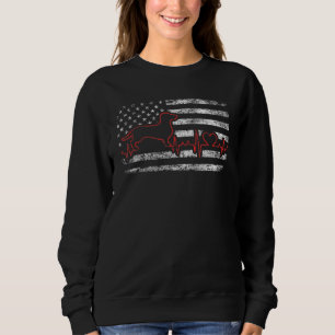 Sweatshirt Retro US Drapeau Chien Dachshund Heartbeat Papa Pr