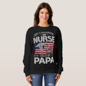 Sweatshirt Retro Us Drapeau Mon Infirmière Préférée M'Appelle (Devant entier)