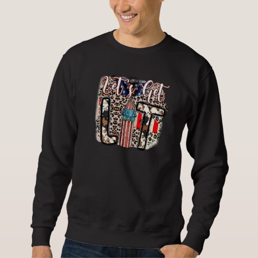 Sweatshirt Retro US Flag Lets Get Lit Leopard Firework Wester (Devant)