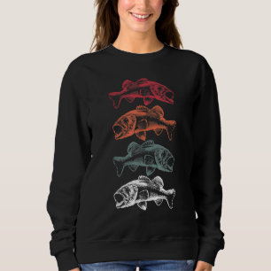 Sweatshirt Retro Vintage Bass Fishing Fête des pères pêcheur
