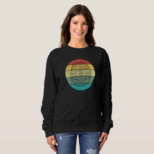 Sweatshirt Retro Vintage Brain Neuroscience (Devant entier)
