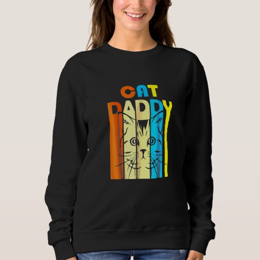 Sweatshirt Retro Vintage papa Chat père (Devant)
