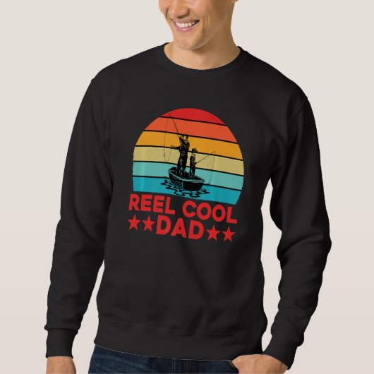 Sweatshirt Retro Vintage Reel Cool Dad Fishing  Fisherman (Devant)