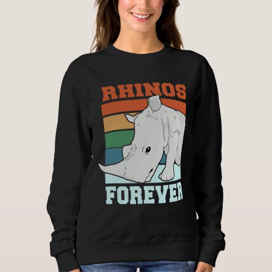 Sweatshirt Retro Vintage Rhinos Forever Stop Poaching (Devant)