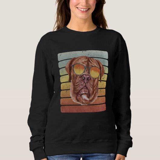 Sweatshirt Retro Vintage Sunset Français Mastiff Maman Papa (Devant)
