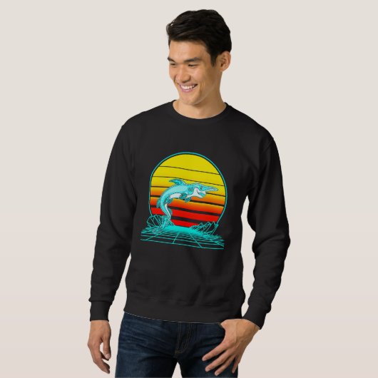 Sweatshirt Retro Vintage Sunset Goblin Shark (Devant entier)