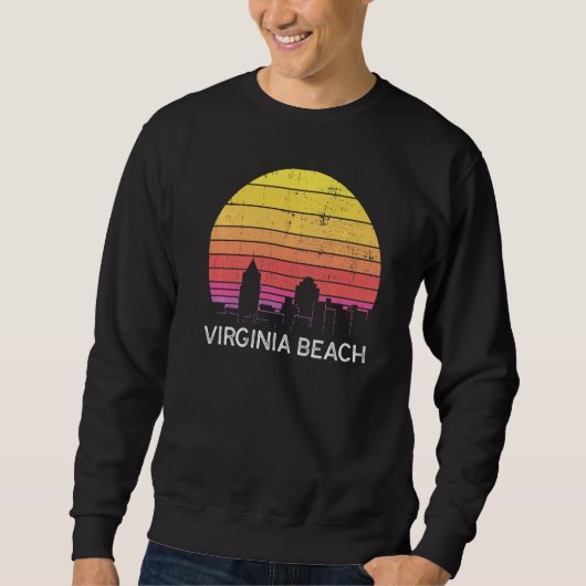 Sweatshirt Retro Virginia Virginia Beach Skyline Vintage Urba (Devant)