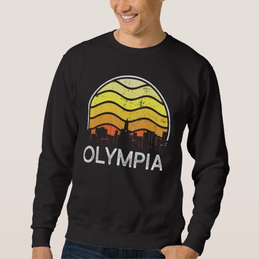 Sweatshirt Retro Washington Olympia Visitors Skyline Vintage  (Devant)