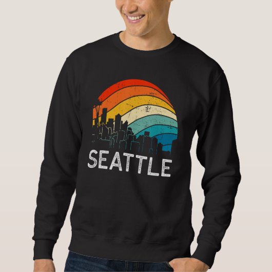 Sweatshirt Retro Washington Seattle Skyline Vintage Urban Sky (Devant)