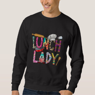 Sweatshirt Retro Western Cowhide Leopard Lunch Lady Job Appre