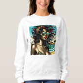 Sweatshirt Retro Woman on Beach Comédie Style Pop Art (Devant)
