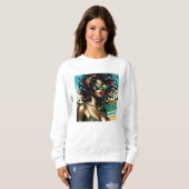 Sweatshirt Retro Woman on Beach Comédie Style Pop Art (Devant entier)