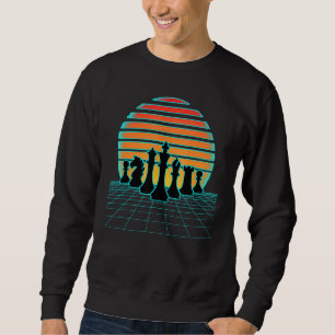 Sweatshirt Retrowave Chess Pièces esthétique 80s Style Jeu Sy