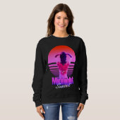 Sweatshirt Retrowave Midnight Sunset Girl In The Sea (Devant entier)