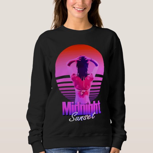 Sweatshirt Retrowave Midnight Sunset Girl In The Sea (Devant)